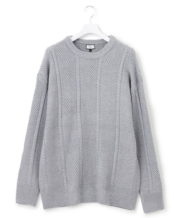 J.PRESS YORK STREET 【UNISEX】ケーブルプルオーバー ニット ライトグレー系
