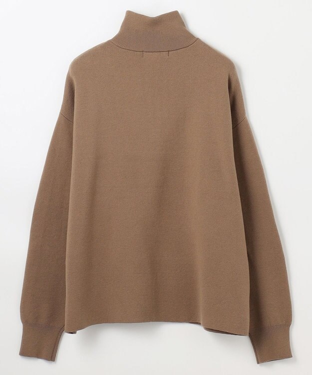 ANY スウェットライクハーフジップニット キャメル