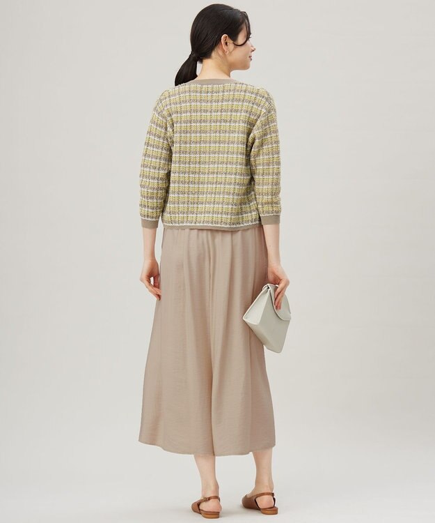 自由区 【洗える】カラーミックスツイードニット カーディガン シトロン系