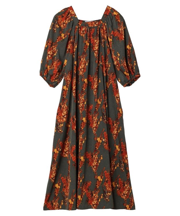 Green Parks ■ＥＳＣＡＲ　アートフラワーｐｔワンピース Charcoal Gray