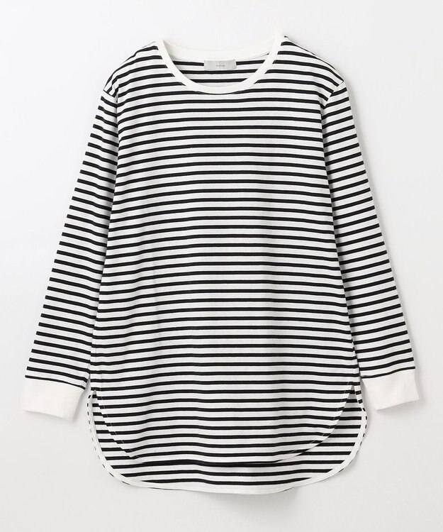 ANY リブポイントテールＴシャツ オフ×ブラック