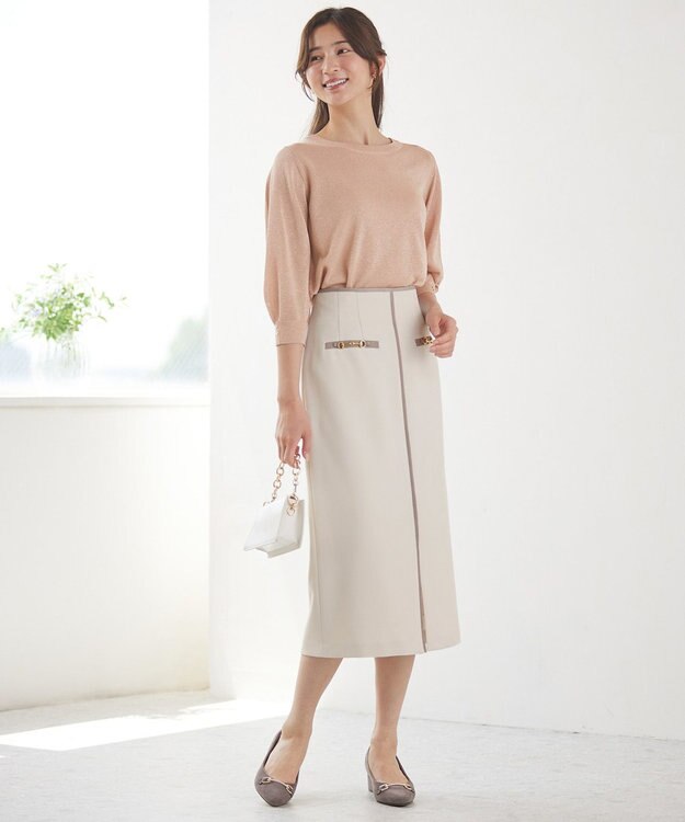 ANY SIS S 【全方位 好印象】フェミニンブラウス×ビットタイトスカート セット アイボリー