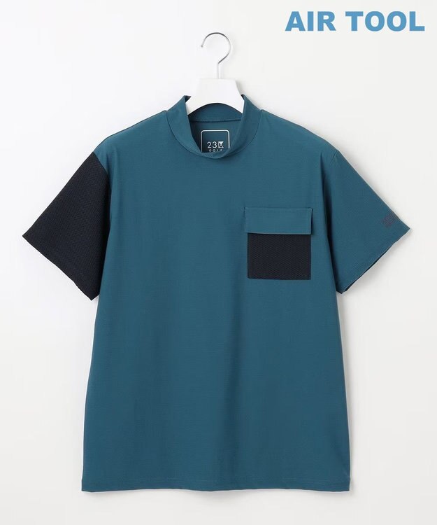 23区GOLF 【MEN】AIR TOOLライト モックネック ダルブルー系