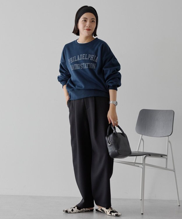 AMERICAN HOLIC ウールライクカーブスラックスパンツ Black