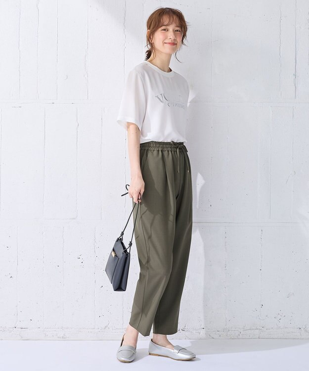 ANY 【WEB限定/UVカット/吸水速乾/接触冷感】ジョーゼットロゴ半袖Tシャツ オフ