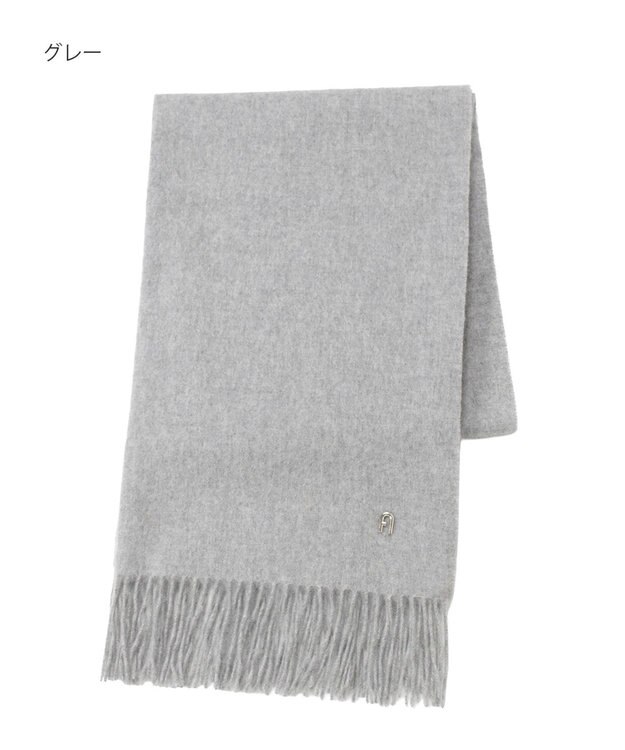 MOONBAT FURLA(フルラ）【WEB限定】ウール100％ アーチロゴ 無地ストール 190cm×60cm グレー