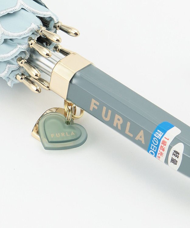 MOONBAT 【一級遮光】FURLA 晴雨兼用長傘 ハート刺繍 ミントグリーン