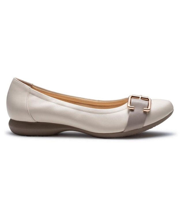 REGAL FOOT COMMUNITY 【ビューフィット】A71Y バックルベルト フラットパンプス アイボリーグレー