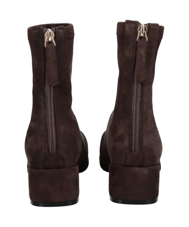 Bridget Birkin 【PARADIS COULEUR】スクエアトウバックジップストレッチブーツ ダークブラウンスウェード