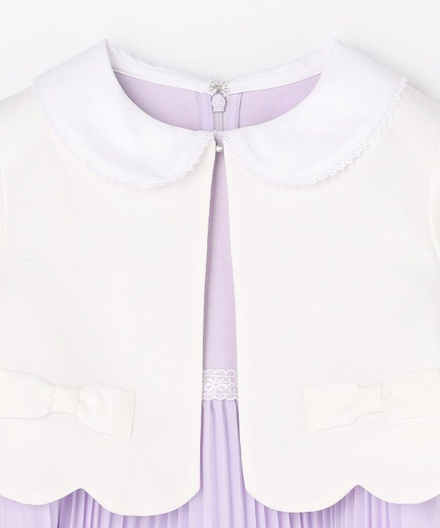 ANY KIDS 【2点セット】リボンボレロジャケット+シフォンプリーツ ワンピース ラベンダー