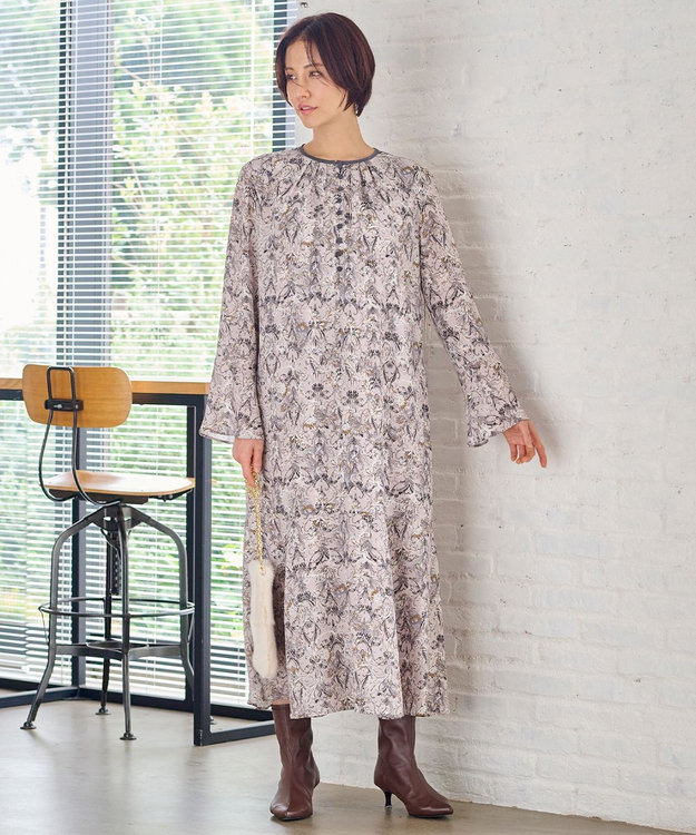 自由区 L 【洗える】バロックプリント ワンピース ローズ系5