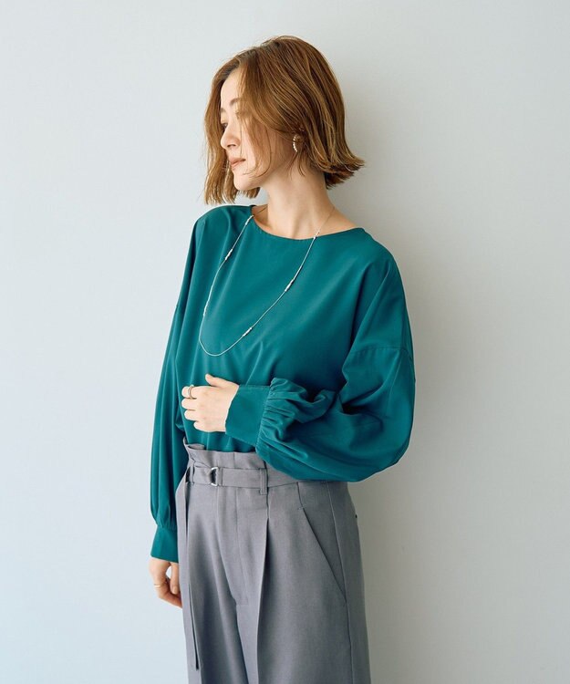 YECCA VECCA 2wayボリューム袖ブラウス Blue Green