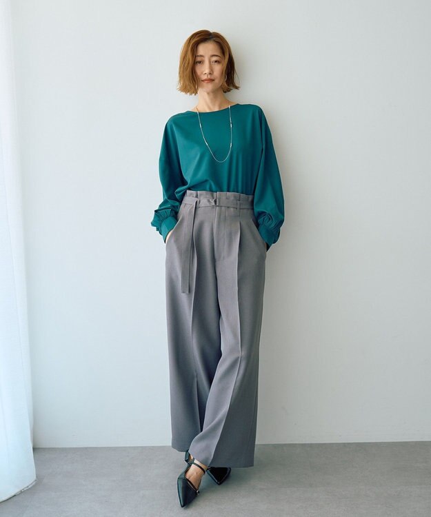 YECCA VECCA 2wayボリューム袖ブラウス Blue Green