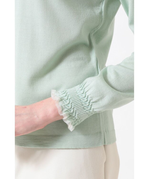 DAKS キュプラ混ハイネックプルオーバー ミニフリル シルトグリーン