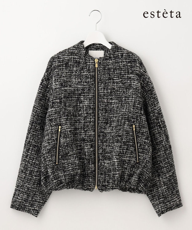 23区 【エステータ】NESSO ツイード ブルゾン ブラック系1