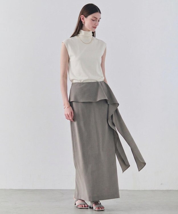 BEIGE， 【ロングセラー】MELLE / ハイストレッチ ハイネックカットソー Ecru