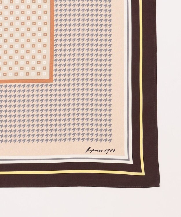 J.PRESS LADIES houndstooth スクエア スカーフ ブラウン系