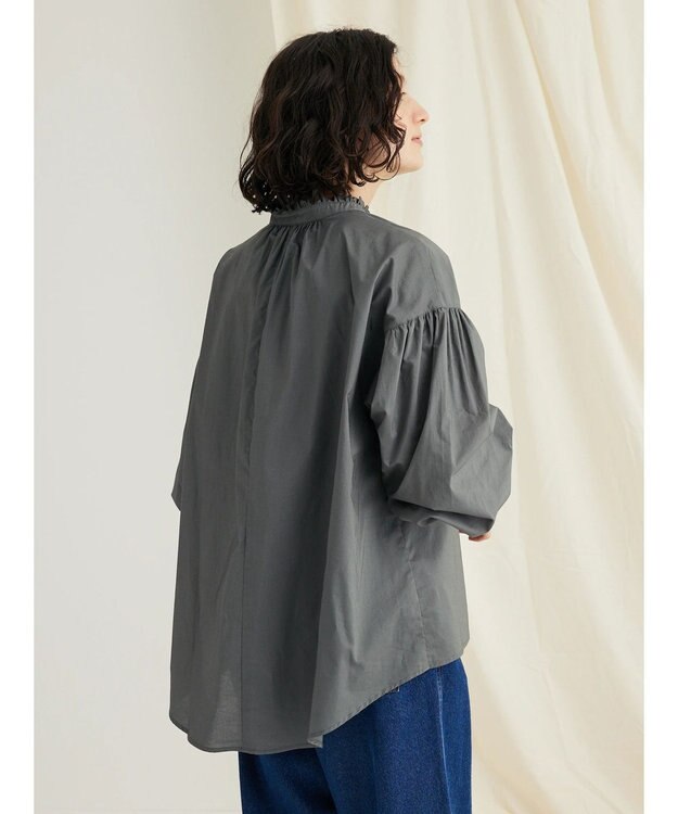 CRAFT STANDARD BOUTIQUE パールボタンピコフリルブラウス Khaki