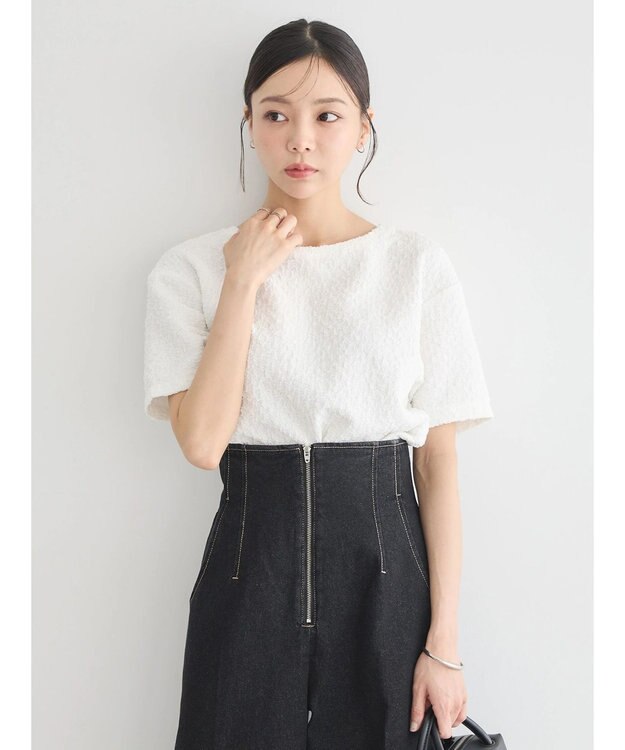 earth music&ecology ホイップ風ジャガードプルオーバー Ivory