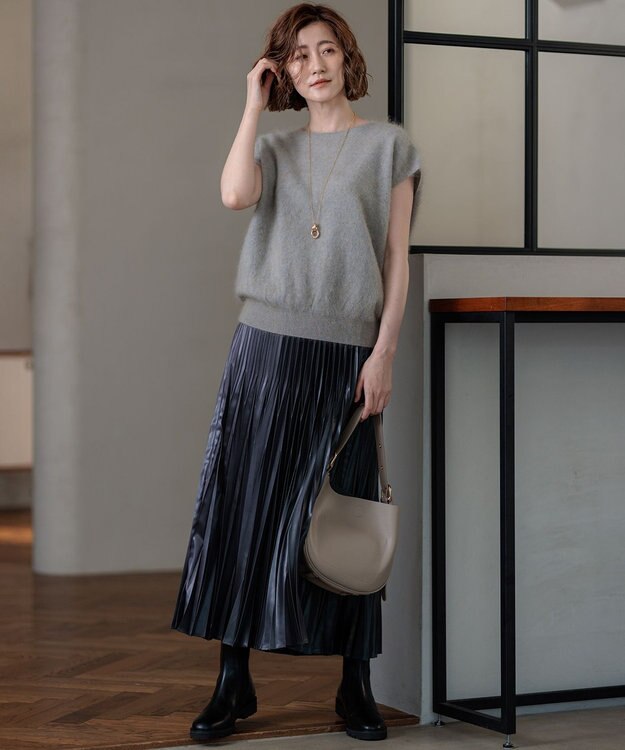 23区 【Oggi10月号掲載/洗える】カシミヤミックスファー ニット モカグレー