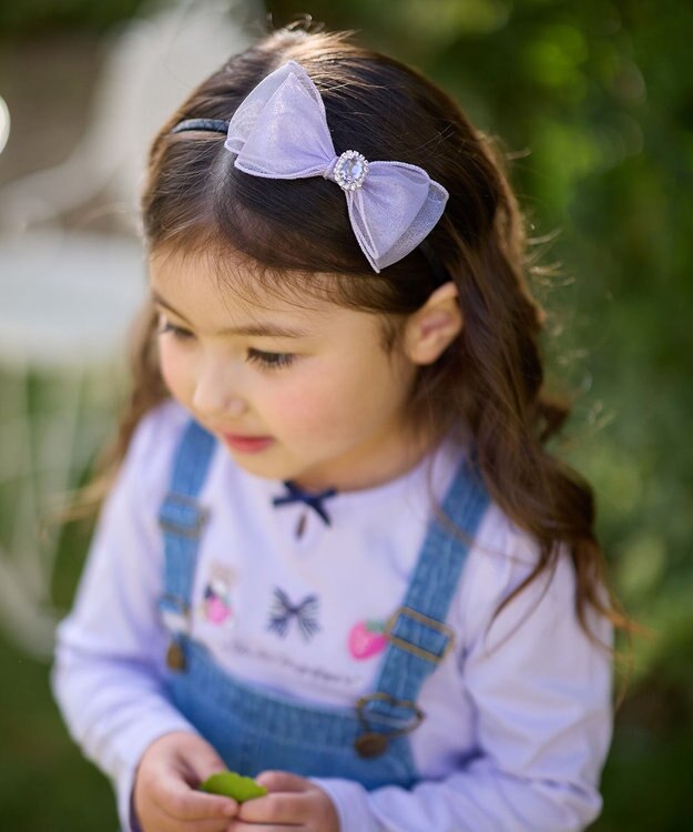 ANY KIDS リボン×ビジューカチューシャ ラベンダー