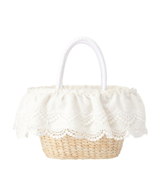 Maison de FLEUR 【2Way】レースフリルメイズ2Wayカゴバッグ White