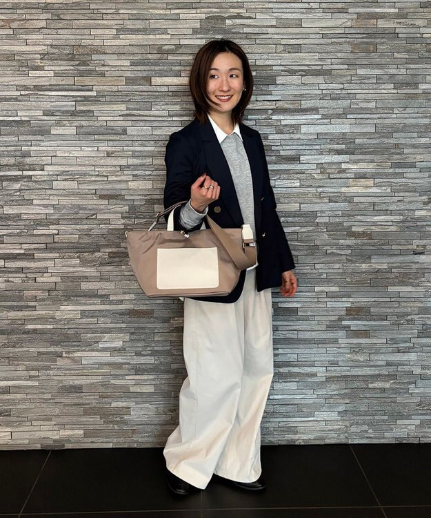 TOPKAPI 【Breath TOPKAPI sis】【WEB限定】ナイロン レザーポケット ミニ トートバッグ ショルダー付き 軽量 / CALM カーム ベージュ