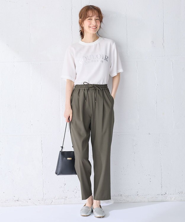 ANY 【WEB限定/UVカット/吸水速乾/接触冷感】ジョーゼットロゴ半袖Tシャツ オフ