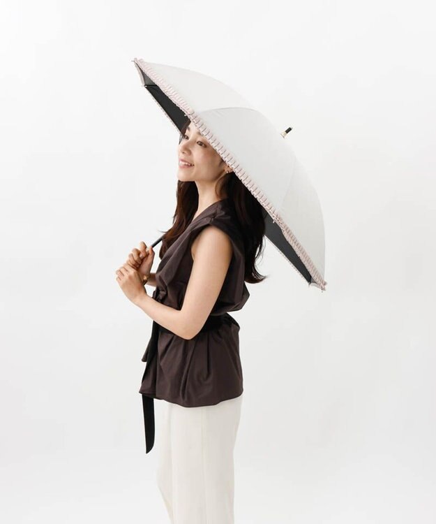 AURORA 【 BLAO（ブラオ）】ギャザーフリル晴雨兼用傘(長傘) オフホワイト