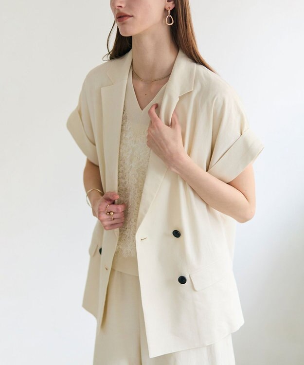 BEIGE， SPINEL / ハーフスリーブ ダブルジャケット Ecru