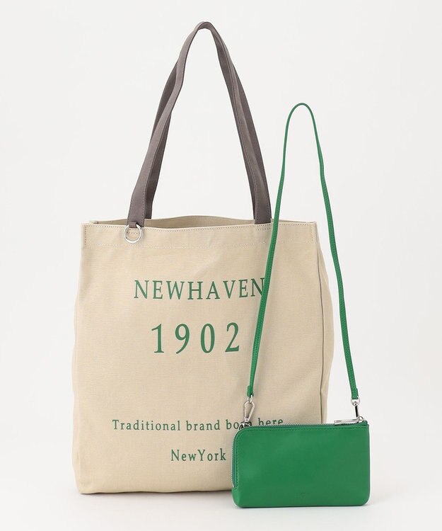 J.PRESS LADIES 【WEB限定カラーあり・A4サイズ収納可・セットアイテム】ポーチ付き PRINTED トート バッグ グリーン系