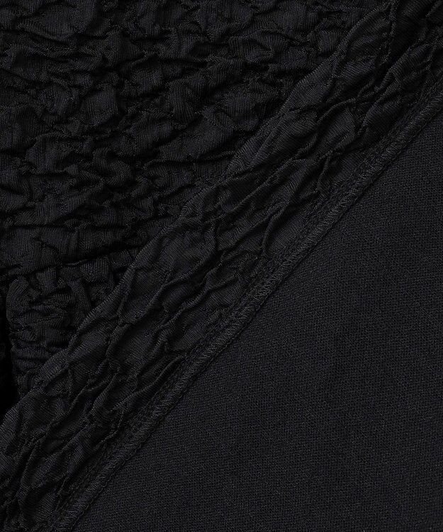 #Newans 【金子綾さんインスタライブご紹介アイテム】（セットアップ可能）ふくれジャガード ペプラムブラウス ブラック