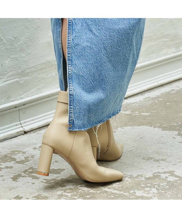 MODE ET JACOMO <MODE ET JACOMO>サイドベルトスクエアトゥショートブーツ ライトイエロー