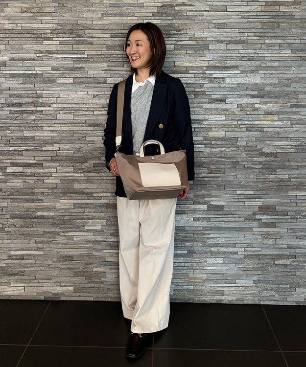 TOPKAPI 【Breath TOPKAPI sis】【WEB限定】ナイロン レザーポケット ミニ トートバッグ ショルダー付き 軽量 / CALM カーム ベージュ