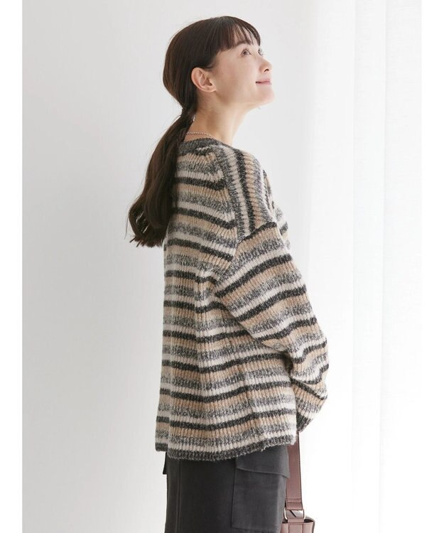 AMERICAN HOLIC グラデーションボーダーニットプルオーバー Black