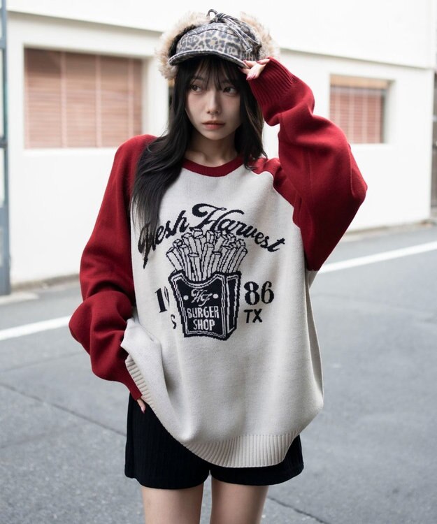 WEGO 【ユニセックス着用ITEM/SMLサイズ展開】ジャガードグラフィックプルオーバー 柄8