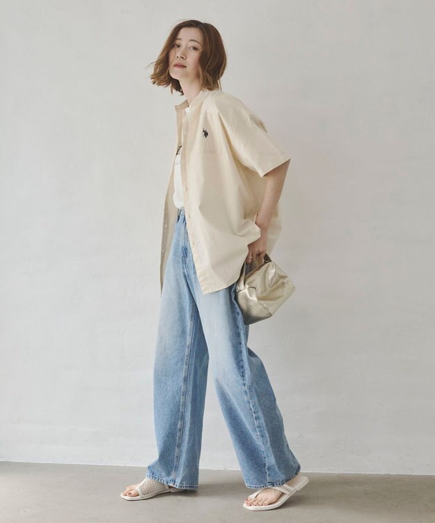 WEGO USPOLOハーフスリーブシャツ ホワイトアイボリー