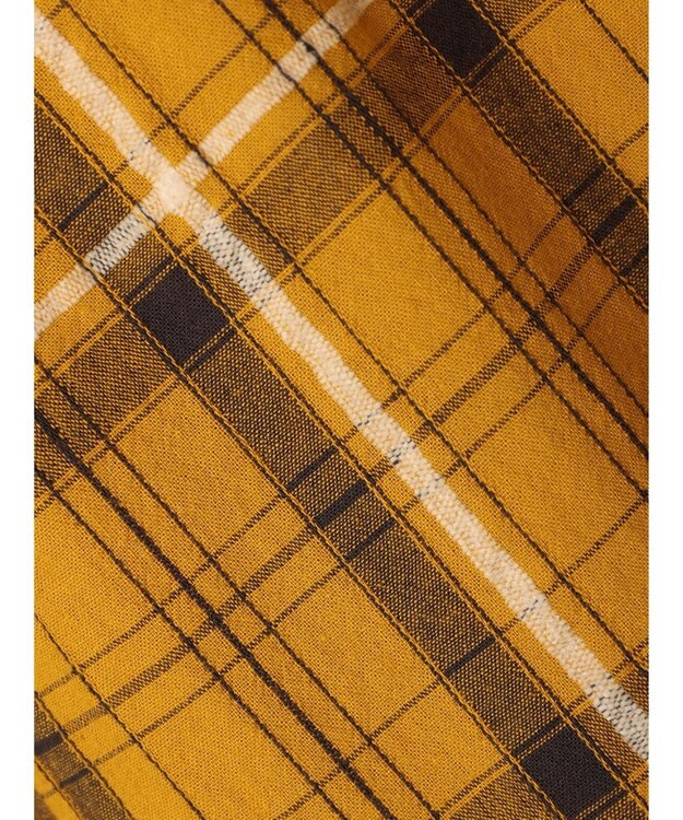 CRAFT STANDARD BOUTIQUE 先染めチェック（小）バンドカラー袖ＲＩＢ　ＯＰ Mustard