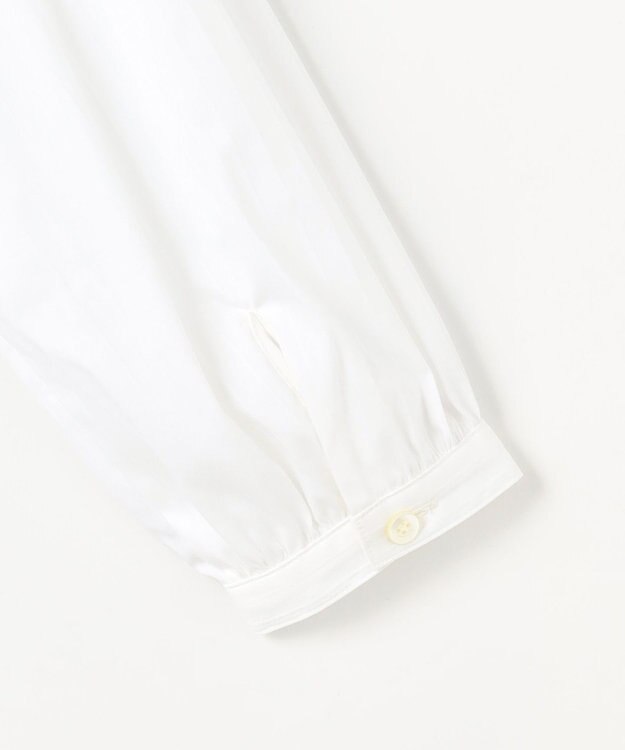 J.PRESS LADIES L BEZコットンナイロン ストライプ フリル襟 ブラウス ホワイトドビー系