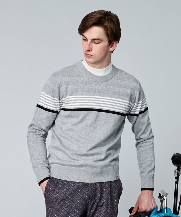 23区GOLF 嬉しいインナー付き【ニット＋吸湿発熱インナー】ニット ツインセット ライトグレー系