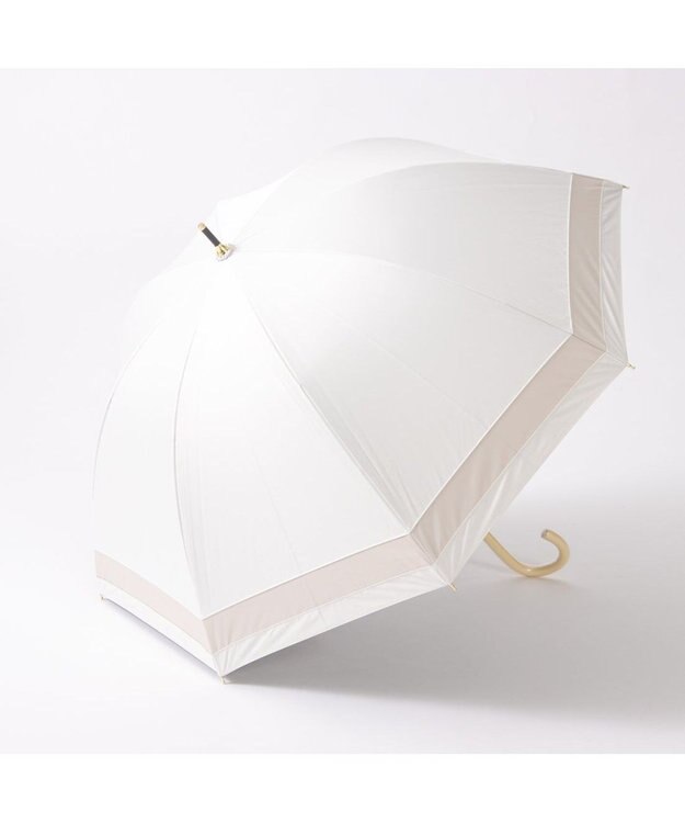 UNBILLION カシュネ cachenez / 【晴雨兼用】【日傘】 【UV カット率99.999.9％以上】PU切り継ぎボーダーバルーンショートパラソル ホワイト