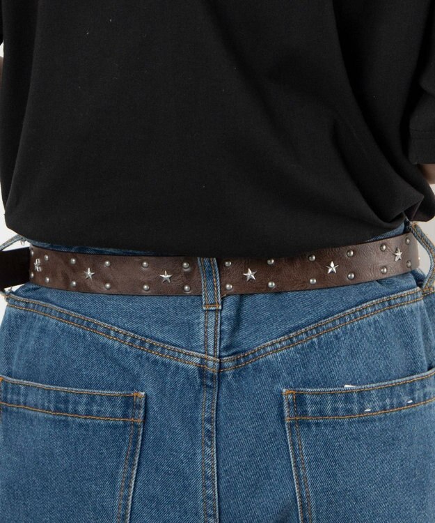 WEGO Mヴィンテージスタッズベルト ブラウン