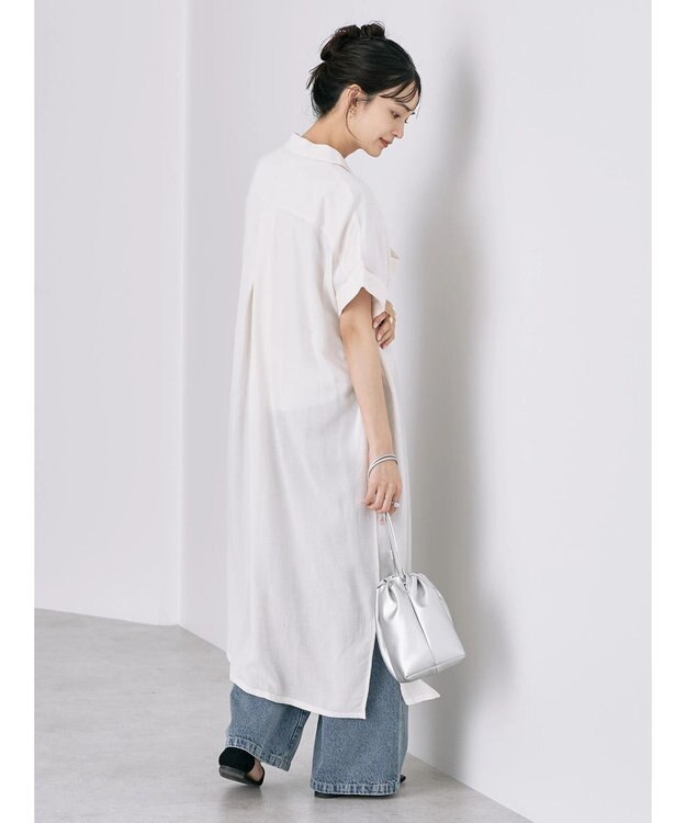 AMERICAN HOLIC 楊柳Ｗポケット開襟ワンピース Ivory