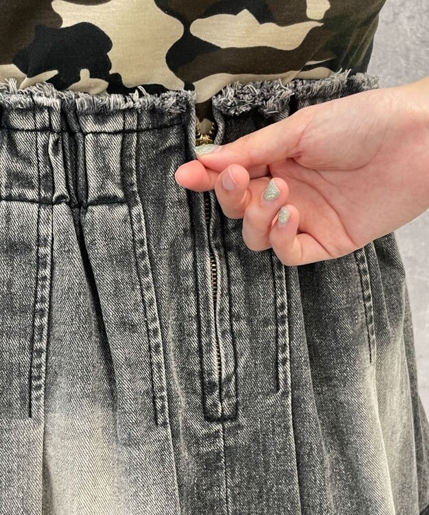 WEGO ヴィンテージウォッシュデニムプリーツスカパン ブラックその他