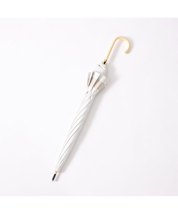 UNBILLION カシュネ cachenez / 【晴雨兼用】【日傘】 【UV カット率99.999.9％以上】PU切り継ぎボーダーバルーンショートパラソル ホワイト