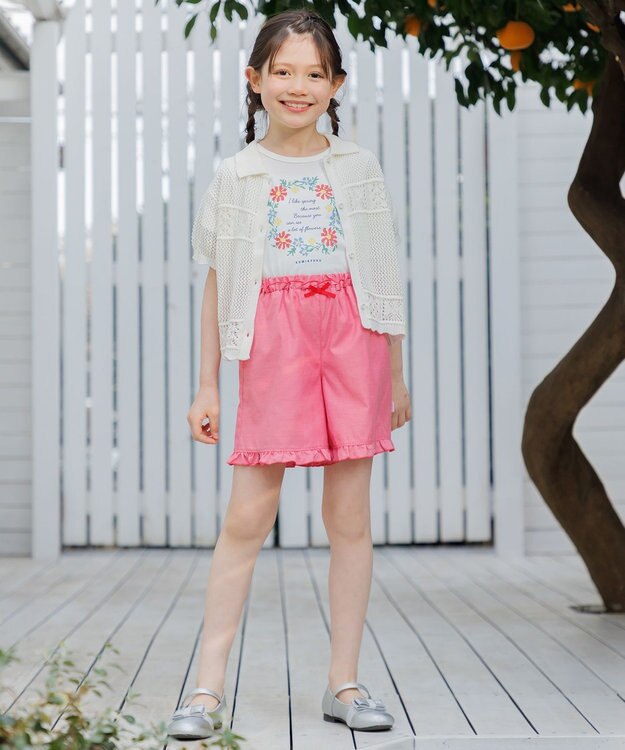 組曲 KIDS 【110-140㎝】 フリルヘムショートパンツ レッド