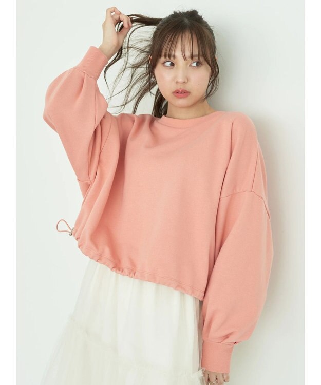 earth music&ecology 裏毛ドロストプルオーバー Pink Orange