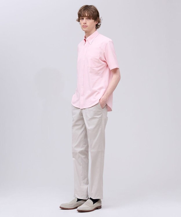 J.PRESS MEN 【吸水速乾 / 抗菌防臭 / 遮熱 / 防シワ】【J.PRESS OXFORD JERSEY】カノコインレイ半袖 シャツ / B.D. ピンク系