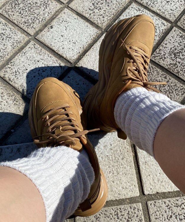 WEGO 【S～XL】クリアライトソールスニーカー キャメル