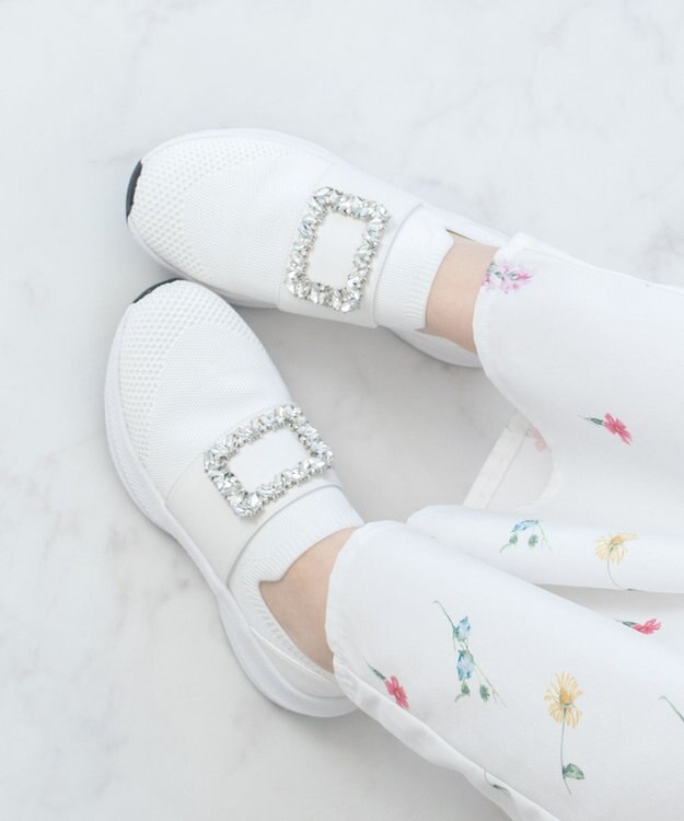 Bridget Birkin 【Bridget Birkin】ビジューバックルニットスニーカー ホワイト